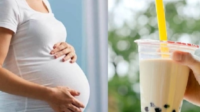 bầu uống trà sữa được không