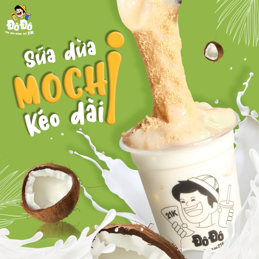 Sữa dừa mochi kéo dài được khách hàng yêu thích tại Đô Đô